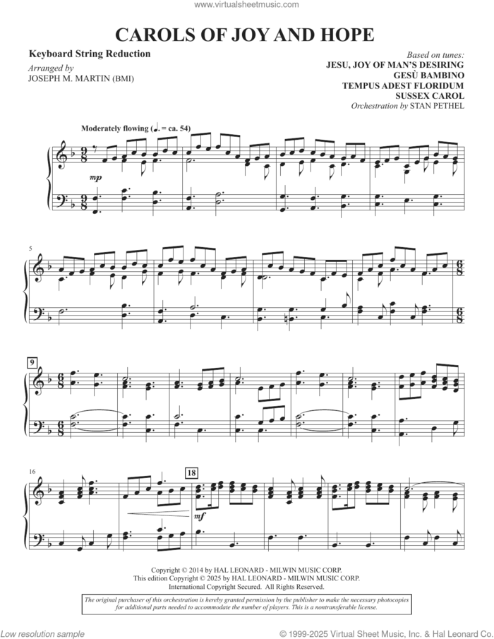 Carols Of Joy And Hope sheet music for orchestra/band (keyboard string reduction) by Joseph M. Martin, intermediate skill level