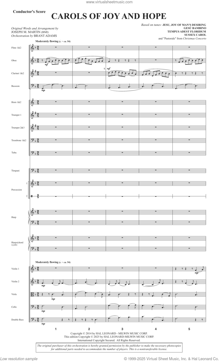 Carols Of Joy And Hope (Full Orchestration) (COMPLETE) sheet music for orchestra/band by Joseph M. Martin, intermediate skill level