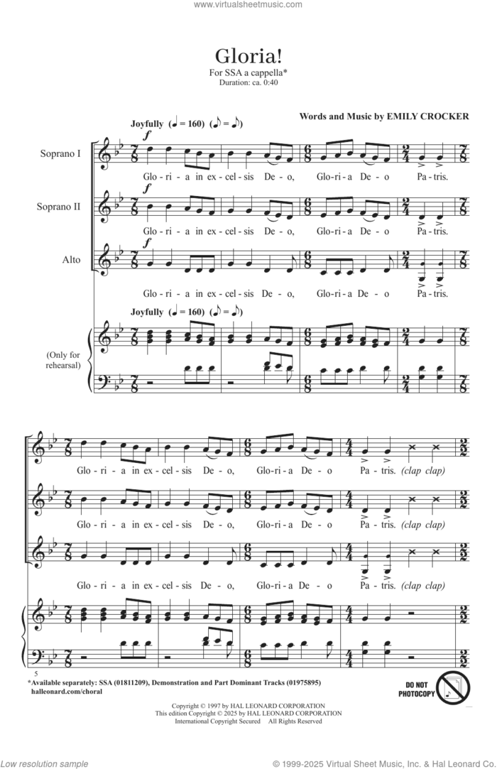 A Cappella Songs For SSA Chorus sheet music for choir (SSA: soprano, alto) by Emily Crocker, intermediate skill level