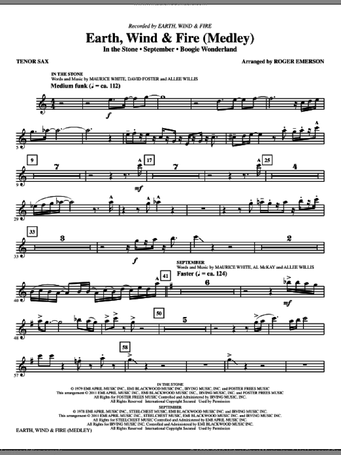 Earth, Wind and Fire (Medley) (complete set of parts) sheet music for orchestra/band by Roger Emerson and Earth, Wind & Fire, intermediate skill level