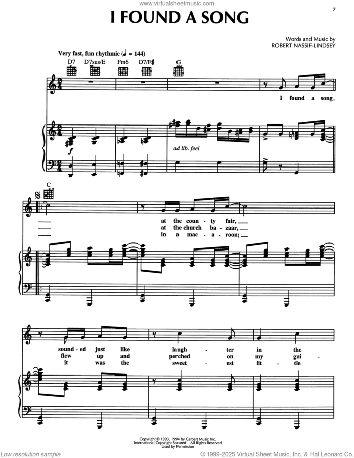 I Found A Song (from Honky Tonk Highway) sheet music for voice, piano or guitar by Robert Nassif-Lindsey and Robert Nassif, intermediate skill level