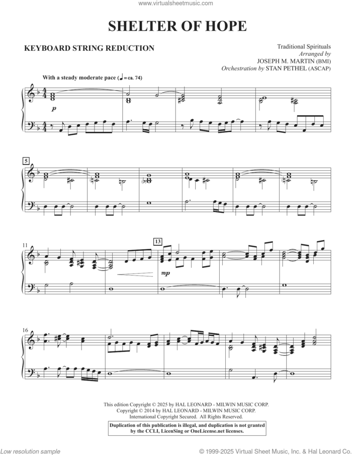 Shelter Of Hope sheet music for orchestra/band (keyboard string reduction) by Ira D. Sankey, Joseph M. Martin and Miscellaneous, intermediate skill level
