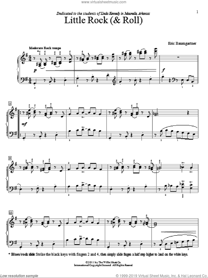 Little Rock ('N' Roll) sheet music for piano solo (elementary) by Eric Baumgartner, beginner piano (elementary)