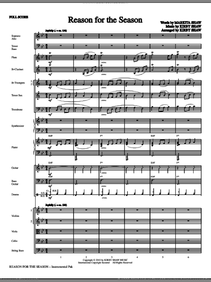 Reason For The Season (complete set of parts) sheet music for orchestra/band (Orchestra) by Kirby Shaw and Martika Shaw, intermediate skill level