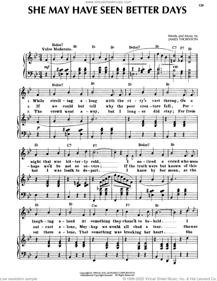 She May Have Seen Better Days sheet music for voice, piano or guitar by James Thornton, intermediate skill level