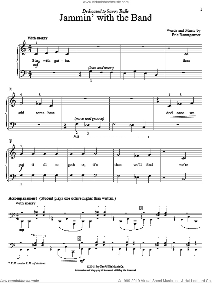 Jammin' With The Band sheet music for piano solo (elementary) by Eric Baumgartner, beginner piano (elementary)