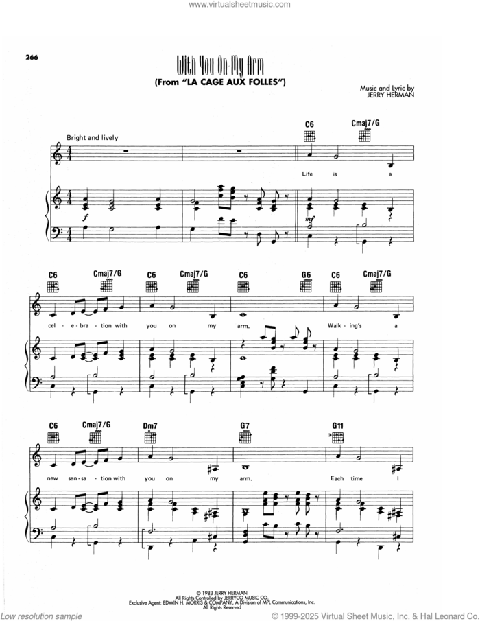 With You On My Arm (from La Cage aux Folles) sheet music for voice, piano or guitar by Jerry Herman, intermediate skill level