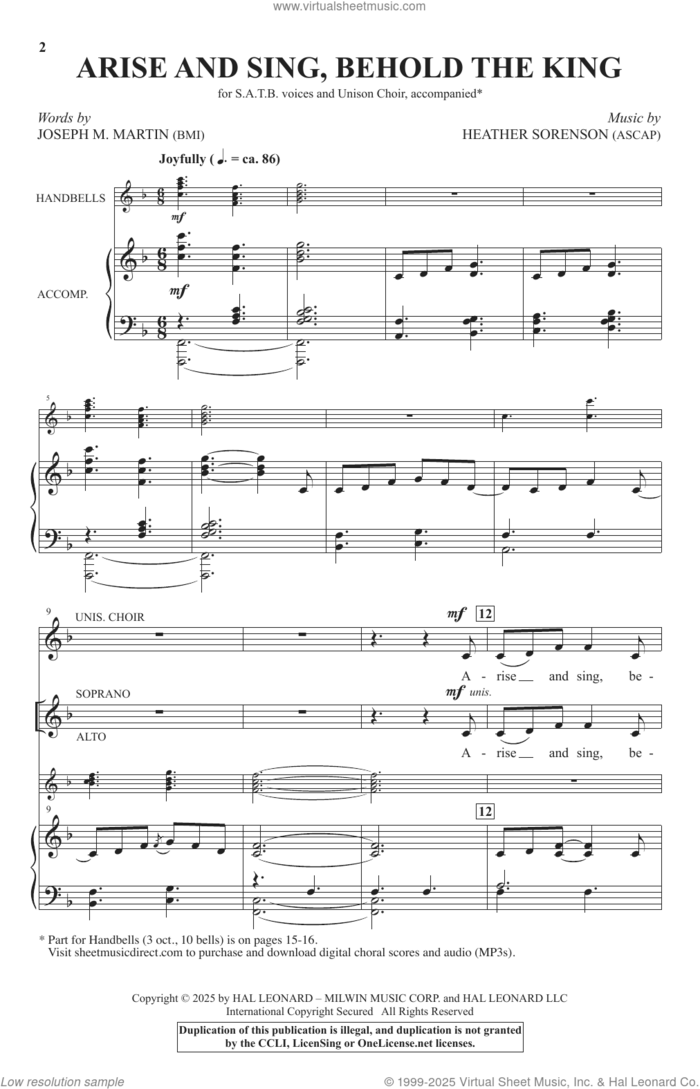 Arise And Sing, Behold The King sheet music for choir (SATB: soprano, alto, tenor, bass) by Heather Sorenson and Joseph M. Martin, intermediate skill level