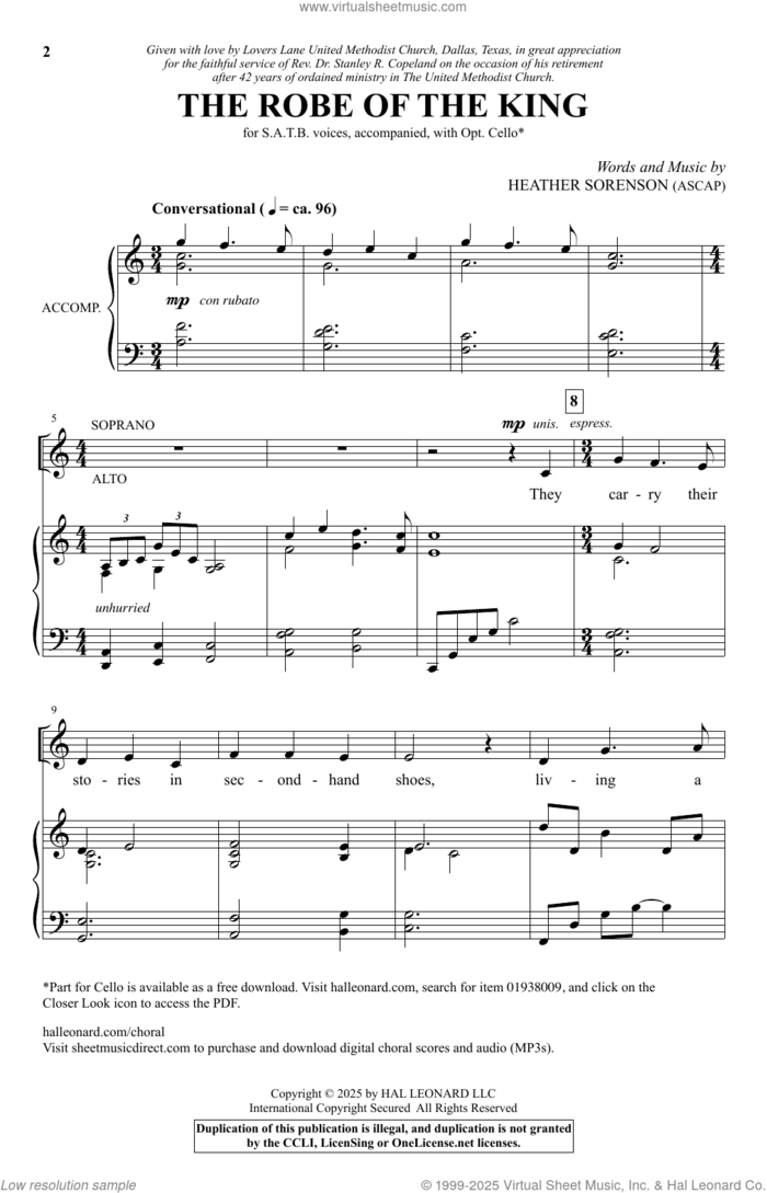 The Robe of the King sheet music for choir (SATB: soprano, alto, tenor, bass) by Heather Sorenson, intermediate skill level