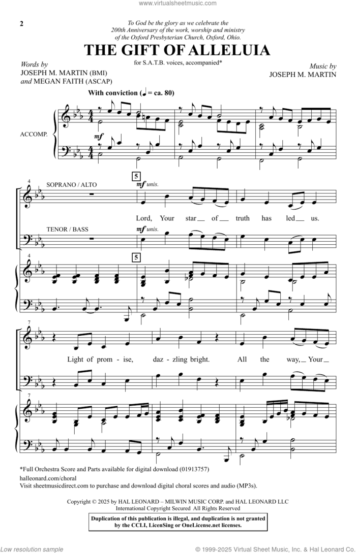 The Gift Of Alleluia sheet music for choir (SATB: soprano, alto, tenor, bass) by Joseph M. Martin and Megan Faith, intermediate skill level