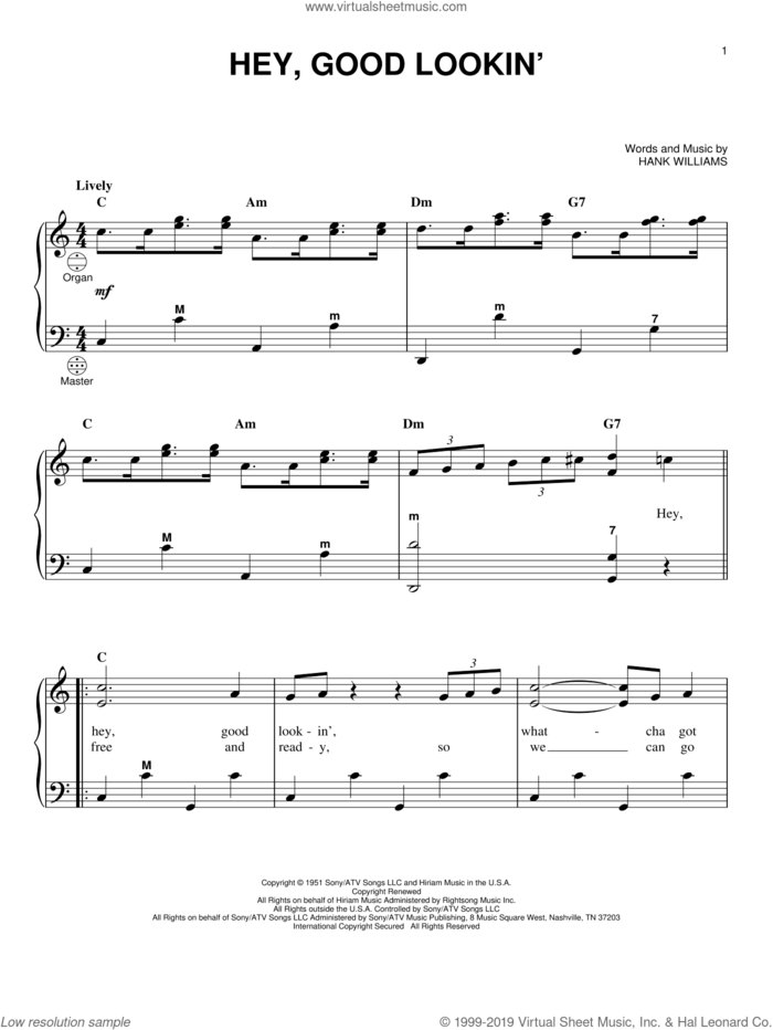 Hey, Good Lookin' sheet music for accordion by Hank Williams, intermediate skill level