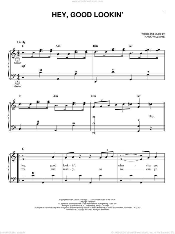 Hey, Good Lookin' sheet music for accordion by Hank Williams, intermediate skill level