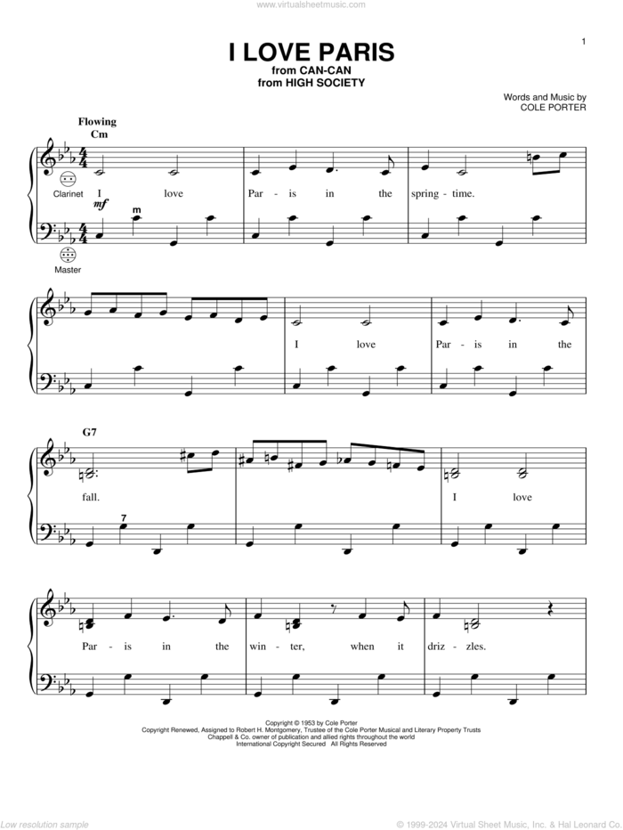 I Love Paris sheet music for accordion by Cole Porter and Gary Meisner, intermediate skill level