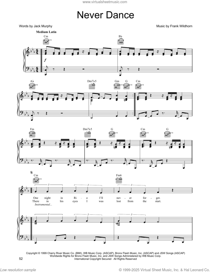Never Dance sheet music for voice, piano or guitar by Linda Eder, Frank Wildhorn and Jack Murphy, intermediate skill level