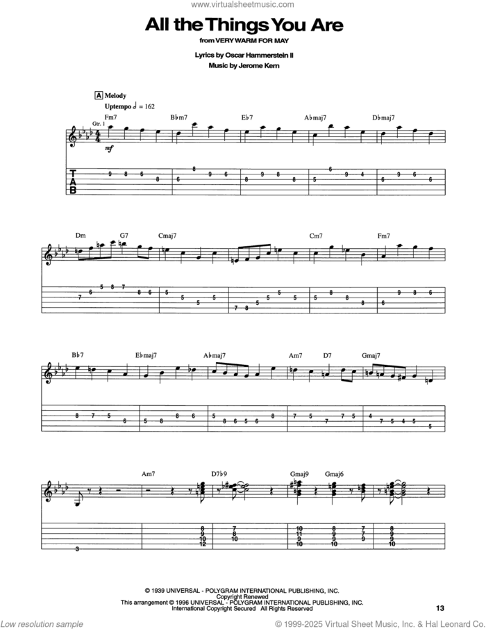 All The Things You Are (from Very Warm For May) (arr. Jack Grassel) sheet music for guitar solo by Jack Leonard with Tommy Dorsey Orchestra, Jack Grassel, Jerome Kern and Oscar II Hammerstein, intermediate skill level