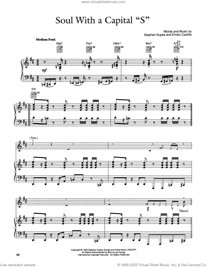 Soul With A Capital 'S' sheet music for voice, piano or guitar by Tower Of Power, Emilio Castillo and Stephen Kupka, intermediate skill level
