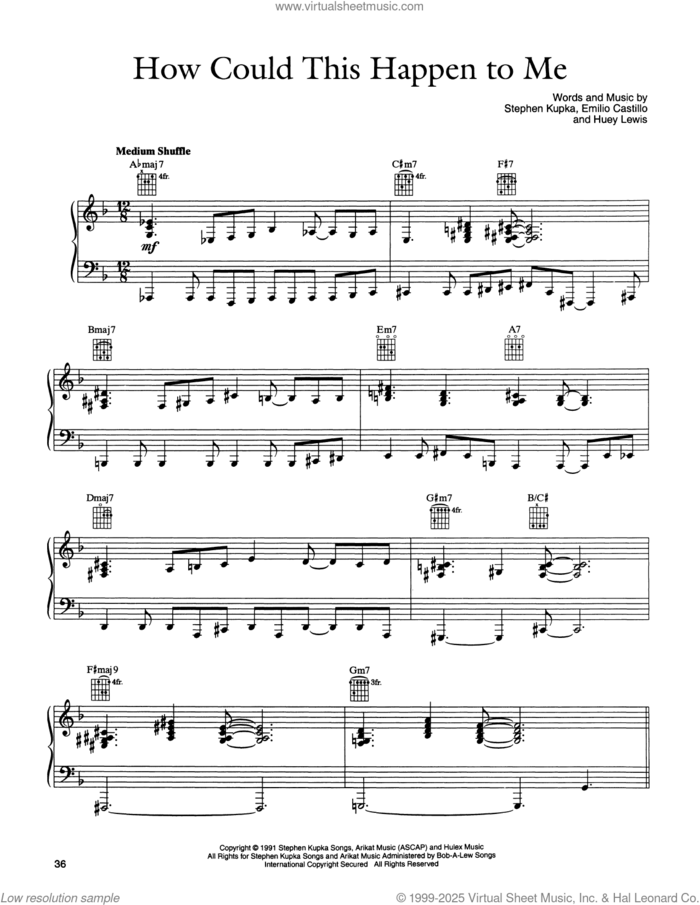 How Could This Happen To Me sheet music for voice, piano or guitar by Tower Of Power, Emilio Castillo, Huey Lewis and Stephen Kupka, intermediate skill level