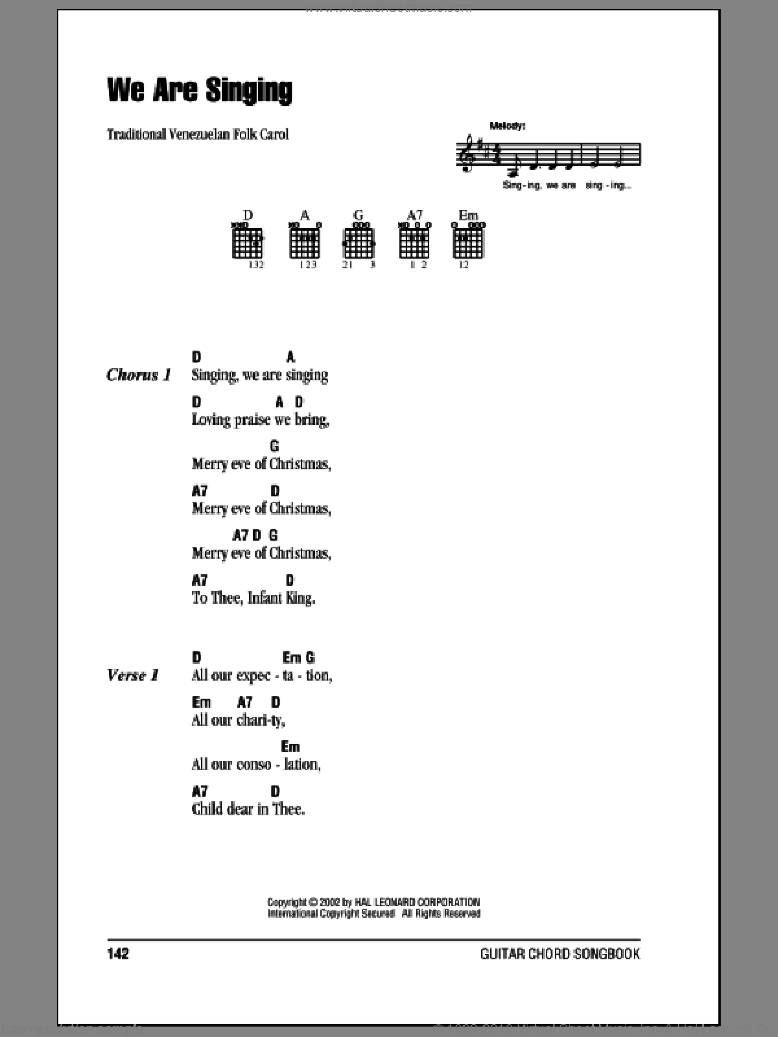 We Are Singing sheet music for guitar (chords), intermediate skill level