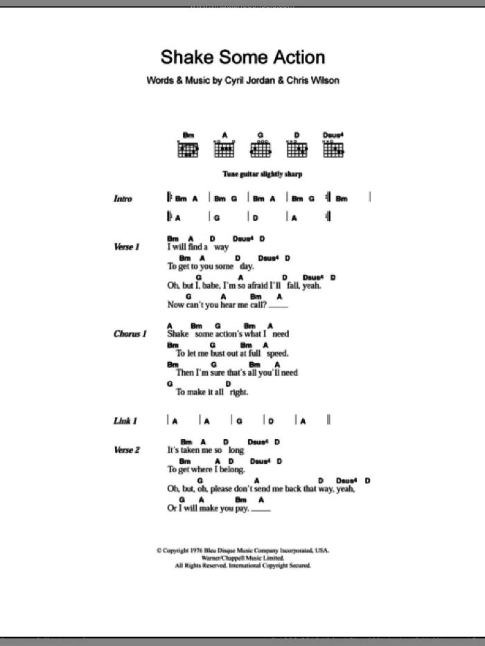 Shake Some Action sheet music for guitar (chords) by The Flamin' Groovies, Chris Wilson and Cyril Jordan, intermediate skill level