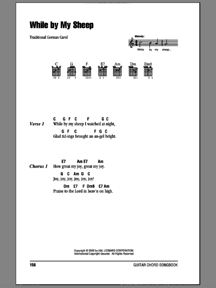 While By My Sheep sheet music for guitar (chords), intermediate skill level
