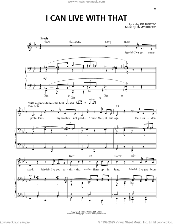 I Can Live With That (from I Love You, You're Perfect, Now Change) sheet music for voice and piano by Jimmy Roberts and Joe DiPietro, intermediate skill level