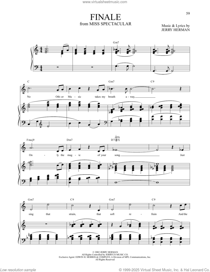 Finale (from Miss Spectacular) sheet music for voice and piano by Jerry Herman, intermediate skill level