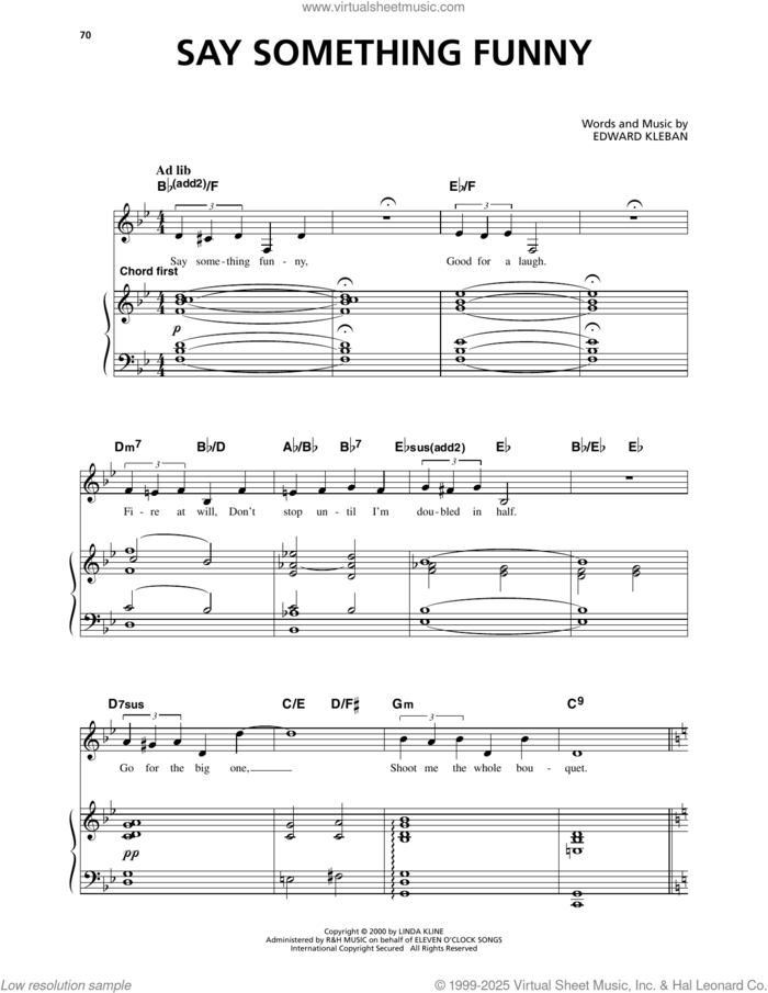 Say Something Funny (from A Class Act) sheet music for voice and piano by Edward Kleban, intermediate skill level