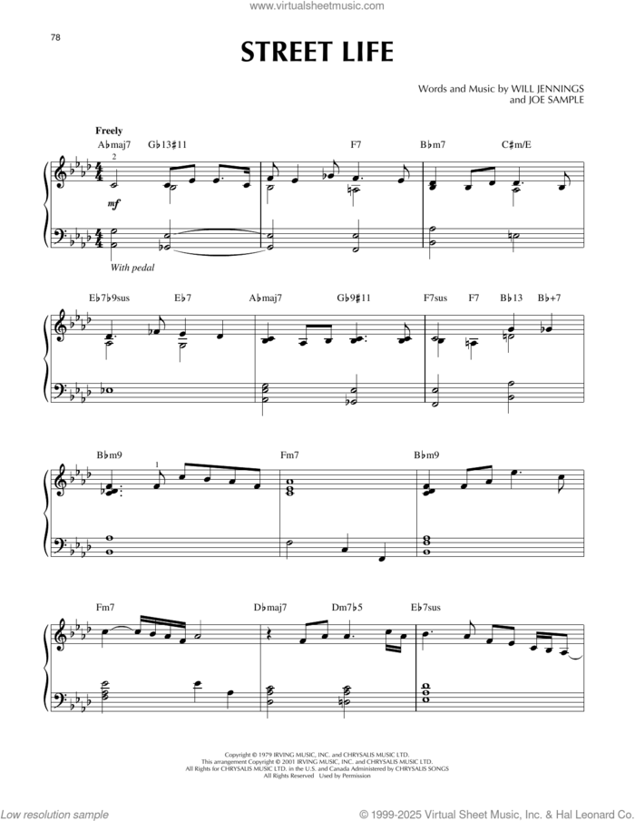 Street Life (arr. Larry Moore) sheet music for piano solo by The Crusaders, Larry Moore, Joe Sample and Will Jennings, intermediate skill level