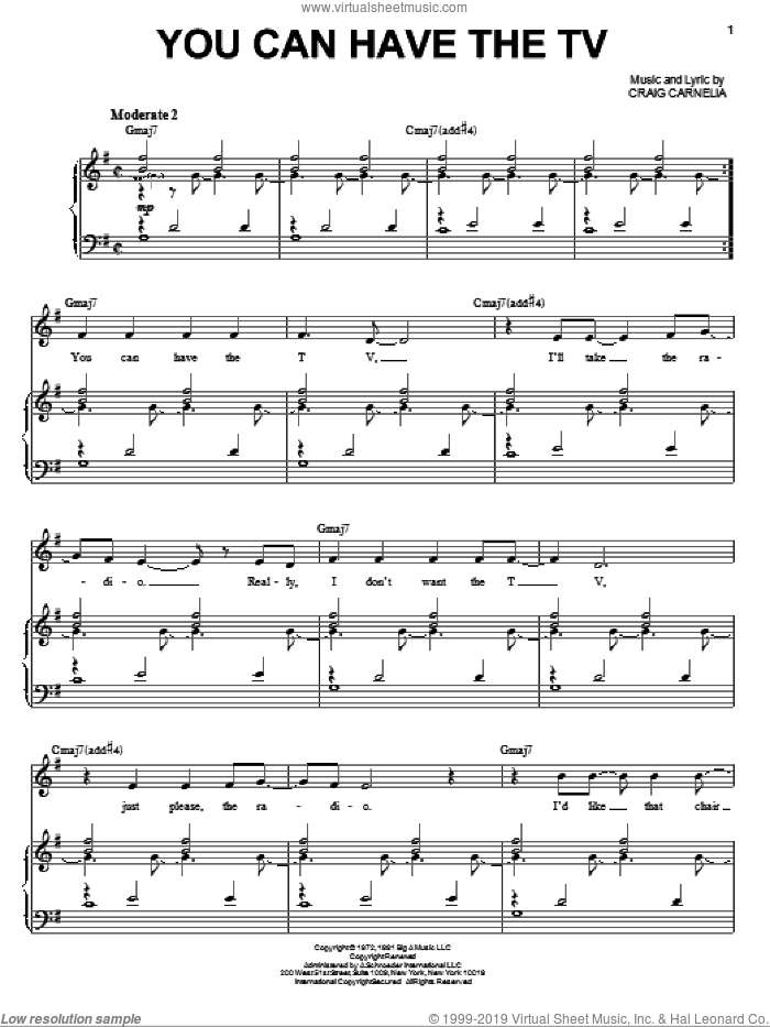 You Can Have The T.V. sheet music for voice and piano by Craig Carnelia, intermediate skill level