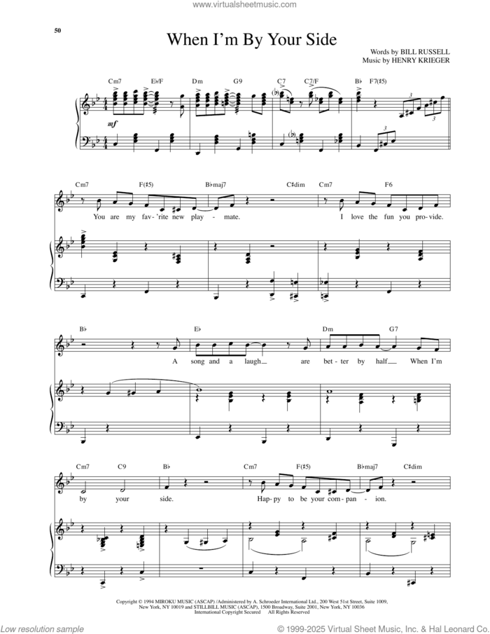 When I'm By Your Side (from Side Show) sheet music for voice and piano by Henry Krieger and Bill Russell, intermediate skill level