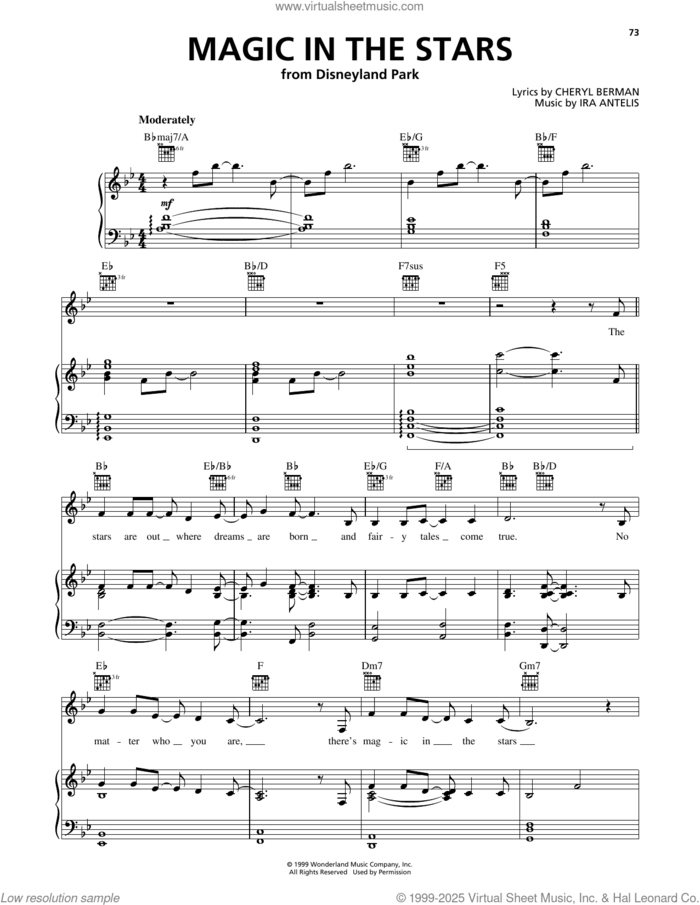 Believe...There's Magic In The Stars sheet music for voice, piano or guitar by Cheryl Berman, Carolyn Gardner, Ira Antelis and Steve Davison, intermediate skill level