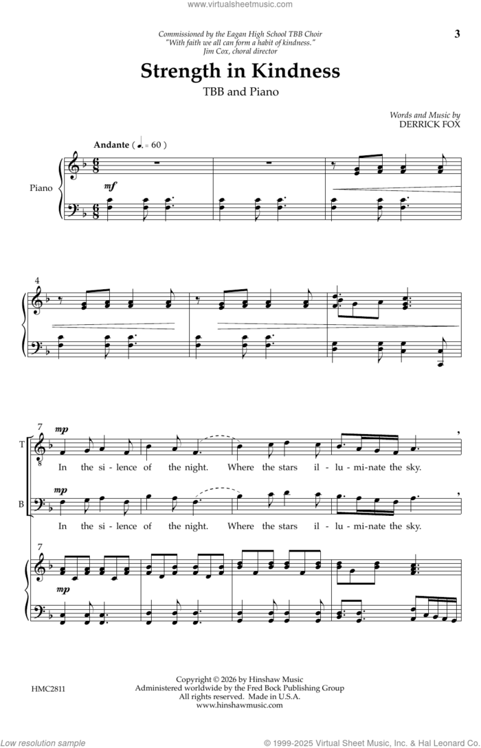 Strength In Kindness sheet music for choir (TTBB: tenor, bass) by Derrick Fox, intermediate skill level