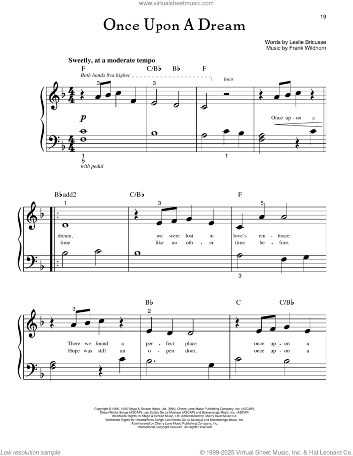 Once Upon A Dream (from Jekyll And Hyde) sheet music for piano solo (big note book) by Leslie Bricusse and Frank Wildhorn, easy piano (big note book)