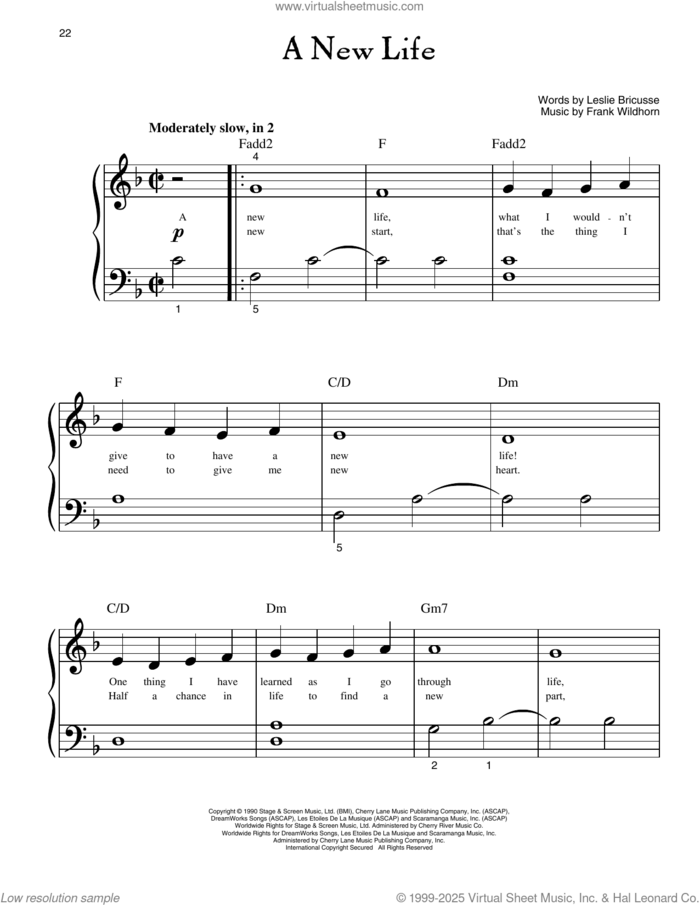 A New Life (from Jekyll And Hyde) sheet music for piano solo (big note book) by Linda Eder, Frank Wildhorn and Leslie Bricusse, easy piano (big note book)