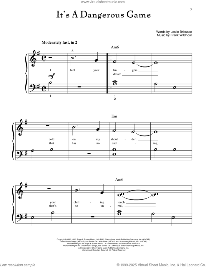 It's A Dangerous Game (from Jekyll And Hyde) sheet music for piano solo (big note book) by Leslie Bricusse and Frank Wildhorn, easy piano (big note book)