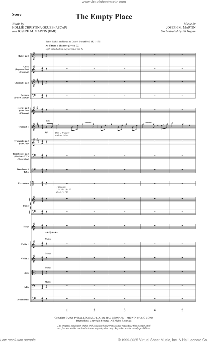 The Empty Place (COMPLETE) sheet music for orchestra/band by Joseph M. Martin and Hollie Christina Grubb, intermediate skill level