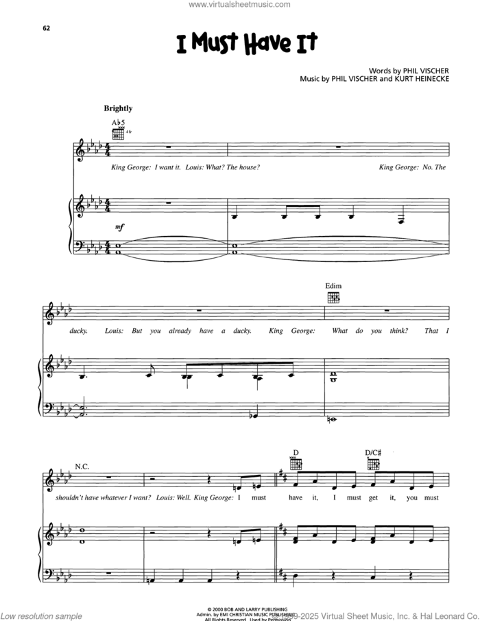 I Must Have It sheet music for voice, piano or guitar by VeggieTales, Kurt Heinecke and Phil Vischer, intermediate skill level