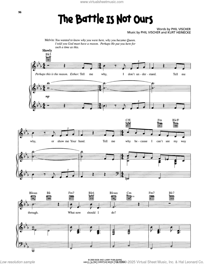 The Battle Is Not Ours sheet music for voice, piano or guitar by VeggieTales, Kurt Heinecke and Phil Vischer, intermediate skill level