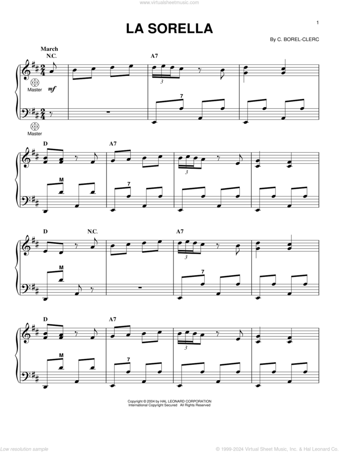 La Sorella sheet music for accordion by Clerc Borel and C. Borel-Clerc, intermediate skill level