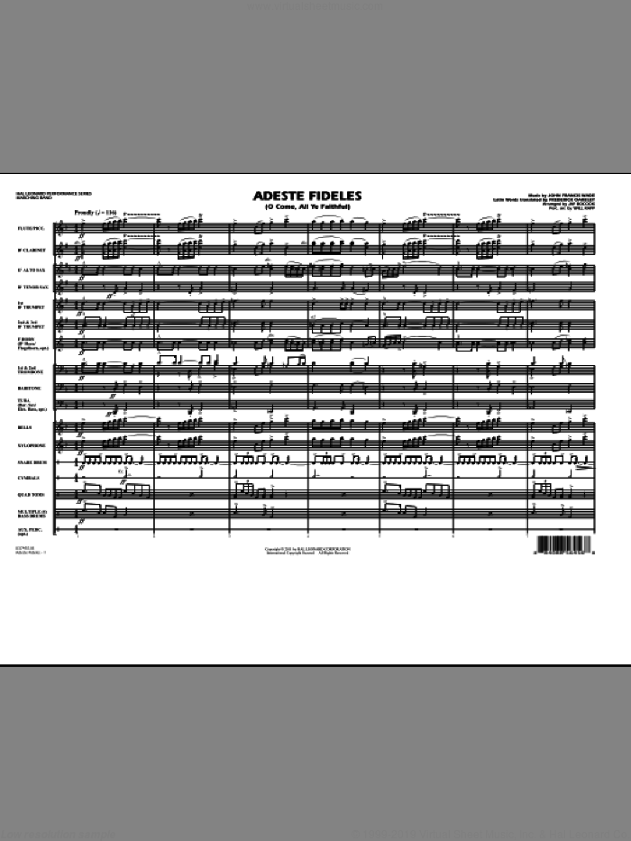 Adeste Fideles (O Come, All Ye Faithful) (COMPLETE) sheet music for marching band by John Francis Wade, Frederick Oakeley, Jay Bocook and Will Rapp, intermediate skill level