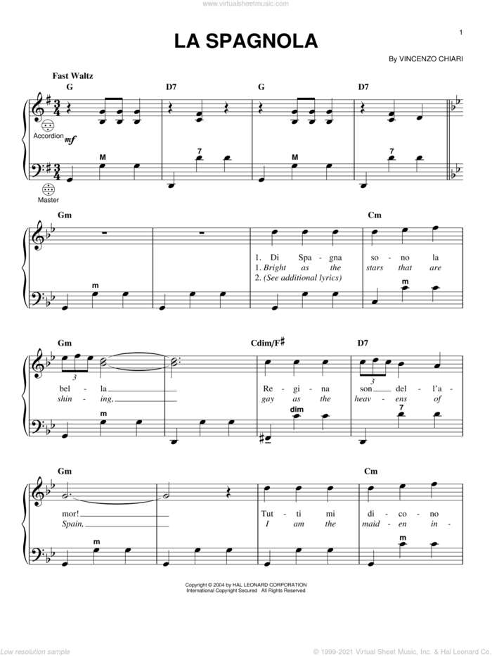 Lanza La Spagnola Sheet Music For Accordion Pdf Interactive