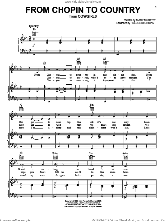 From Chopin To Country sheet music for voice, piano or guitar by Mary Murfitt and Frederic Chopin, classical score, intermediate skill level