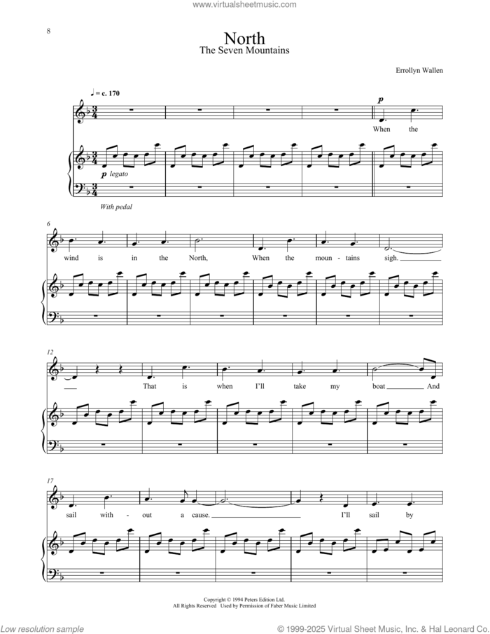 North sheet music for voice and piano by Errollyn Wallen, intermediate skill level