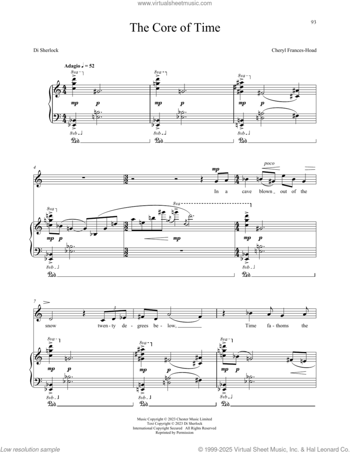 The Core Of Time sheet music for voice and piano by Cheryl Frances-Hoad and Di Sherlock, classical score, intermediate skill level