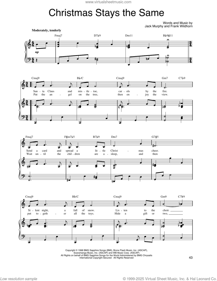 Christmas Stays The Same sheet music for voice, piano or guitar by Linda Eder, Frank Wildhorn and Jack Murphy, intermediate skill level
