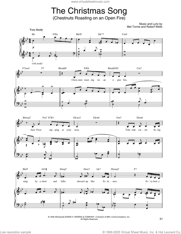 The Christmas Song (Chestnuts Roasting On An Open Fire) sheet music for voice, piano or guitar by Linda Eder, Mel Torme and Robert Wells, intermediate skill level