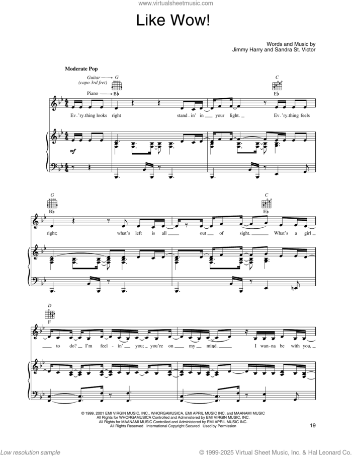 Like Wow! (from Shrek) sheet music for voice, piano or guitar by Leslie Carter, Jimmy Harry and Sandra St. Victor, intermediate skill level