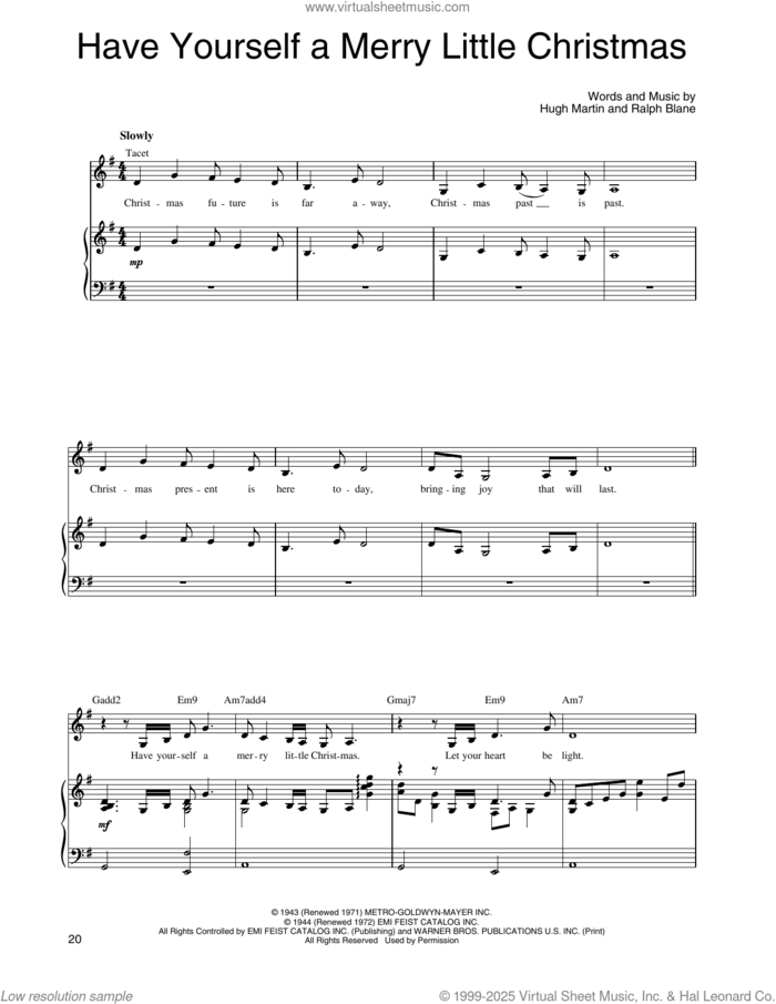 Have Yourself A Merry Little Christmas sheet music for voice, piano or guitar by Linda Eder, Hugh Martin and Ralph Blane, intermediate skill level