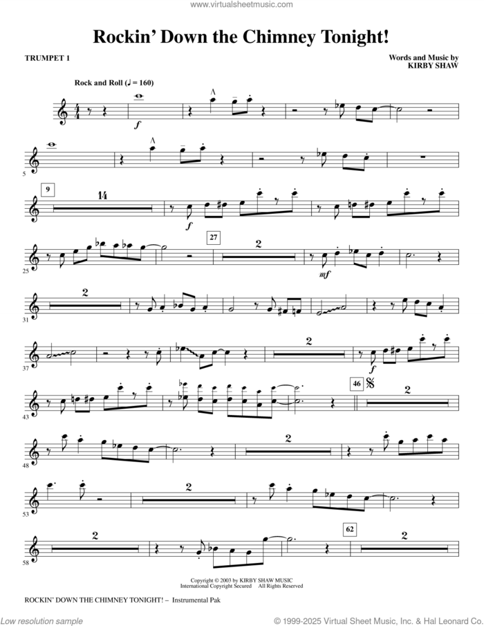 Rockin' Down The Chimney Tonight! (complete set of parts) sheet music for orchestra/band (Instrumental Accompaniment) by Kirby Shaw, intermediate skill level