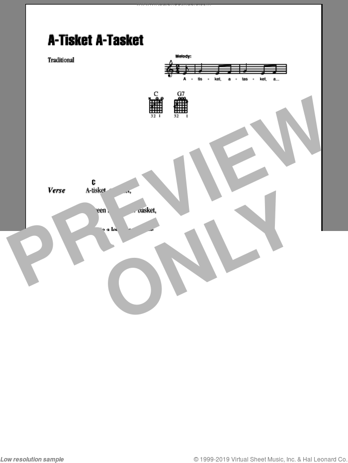 A-Tisket A-Tasket sheet music for guitar (chords), intermediate skill level